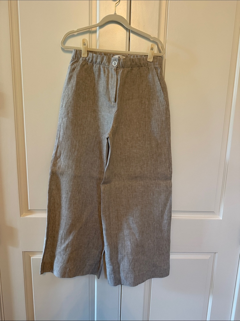 Banana Republic Wide-Leg Linen-Blend Pants in Gray